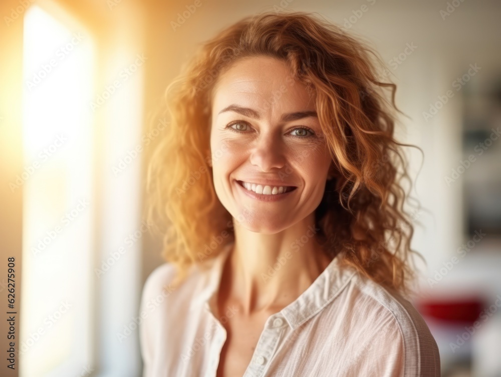 Beautiful middle-aged women smile. Generative AI Beautiful middle-aged women smile. Generative AI