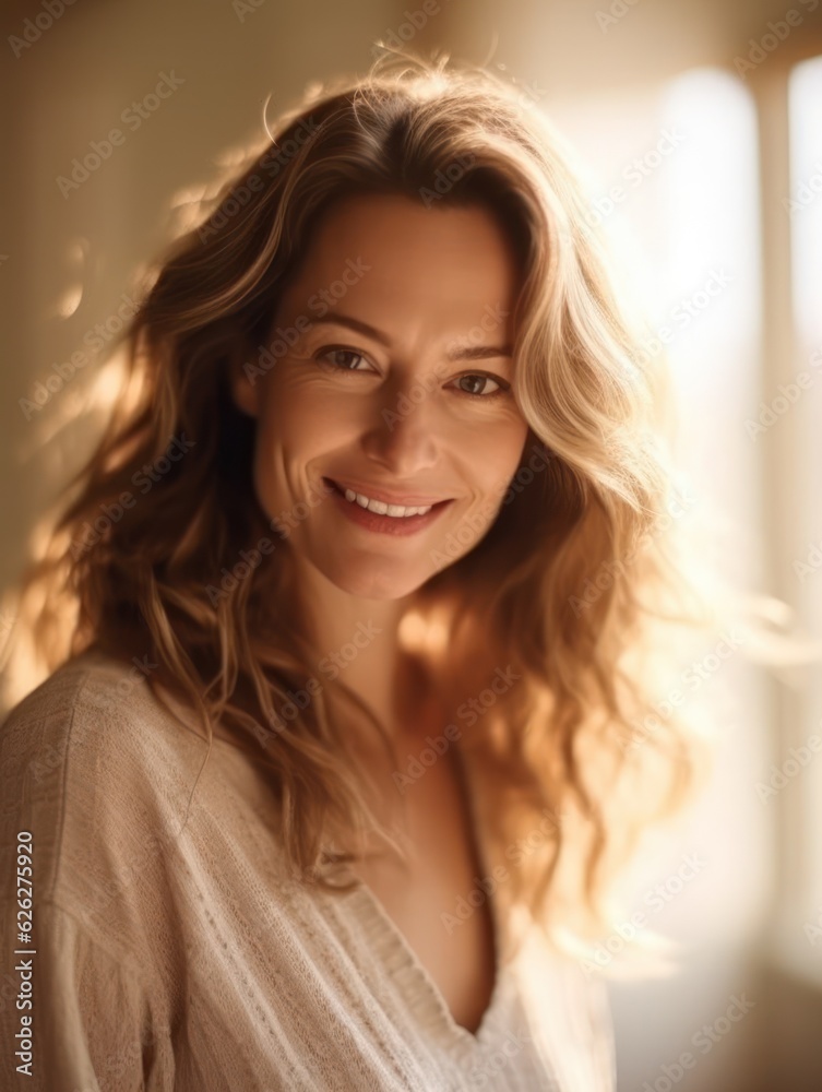 Beautiful middle-aged women smile. Generative AI