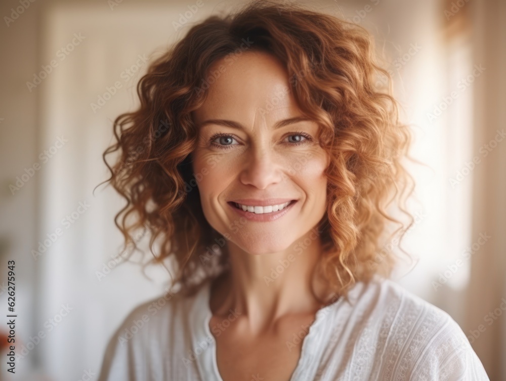 Beautiful middle-aged women smile. Generative AI