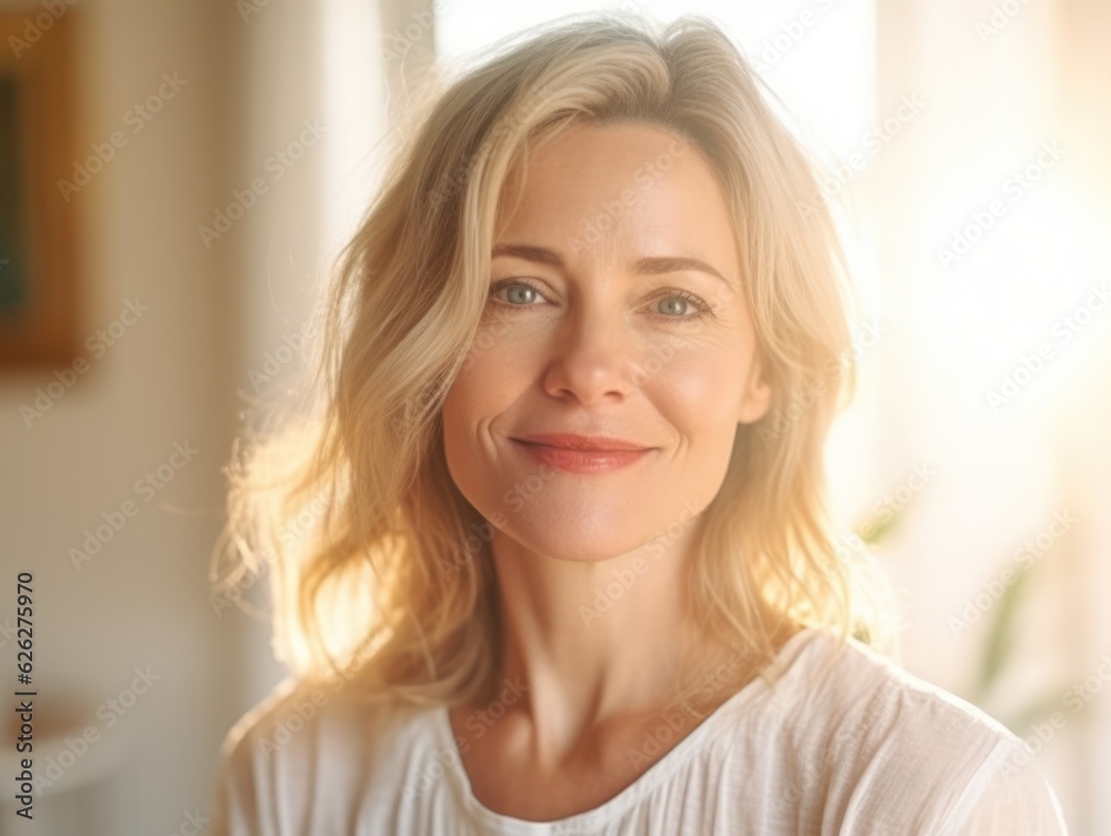 Beautiful middle-aged women smile. Generative AI Beautiful middle-aged women smile. Generative AI