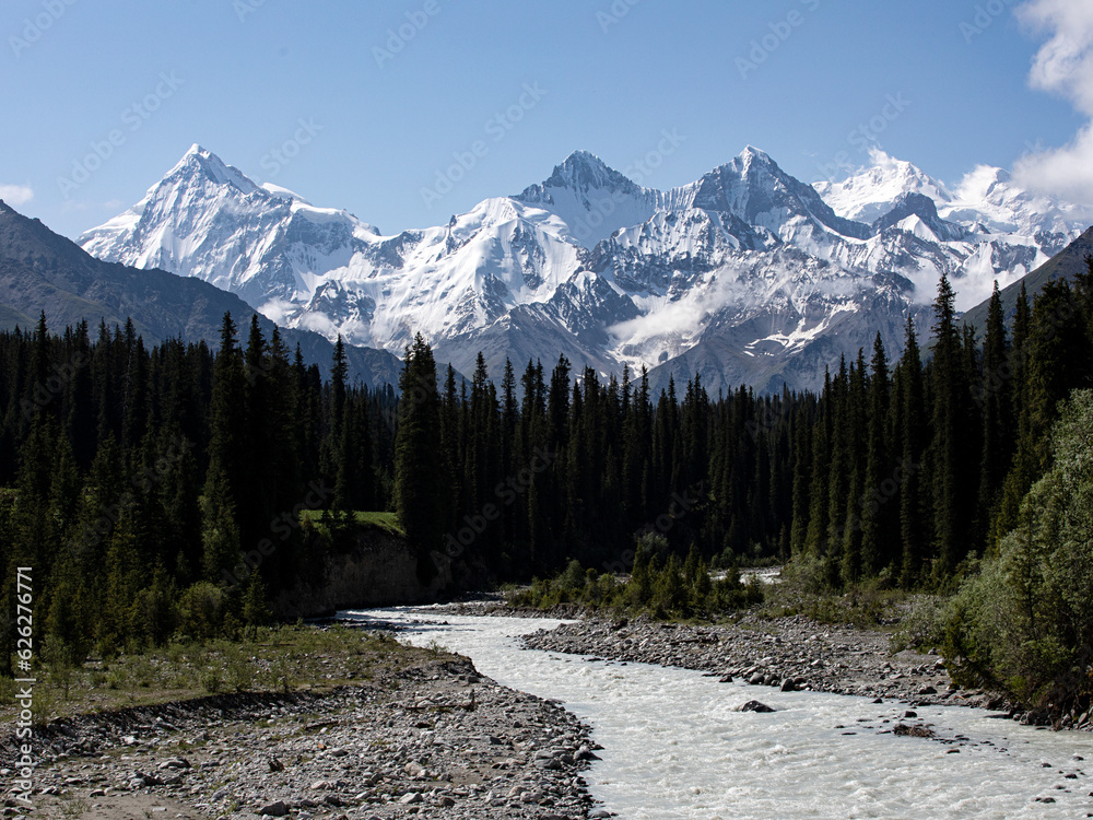 Snow-capped mountains in the forest Snow-capped mountains in the forest