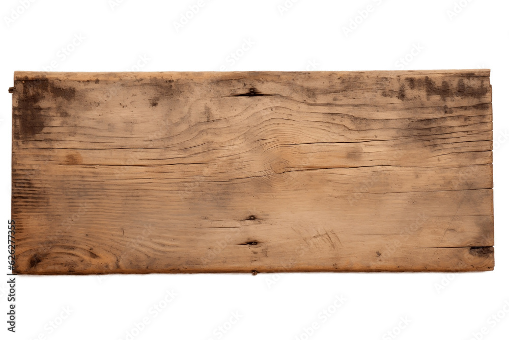 Empty Rustic Wooden Sign Close-up Isolated on Transparent Background Generative AI