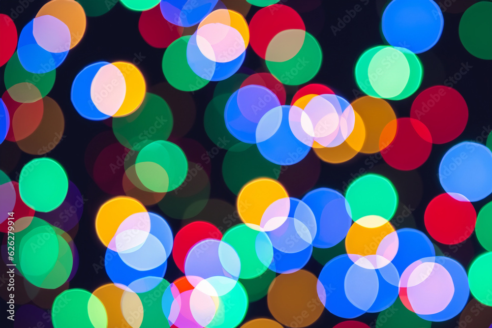 Mesmerizing multi-color bokeh on a black background, capturing the essence of light and creativity in this vibrant composition.