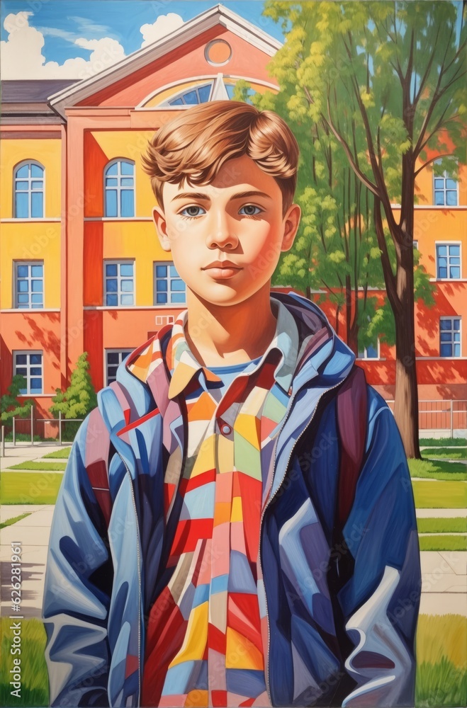 Back to school: Happy Caucasian boy, backpack, first day
| Generative AI