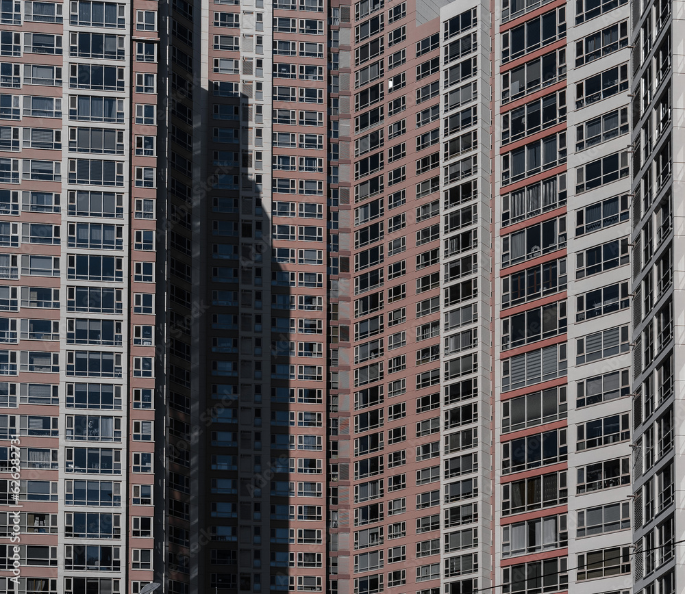 Facades of residential buildings in Busan, Korea