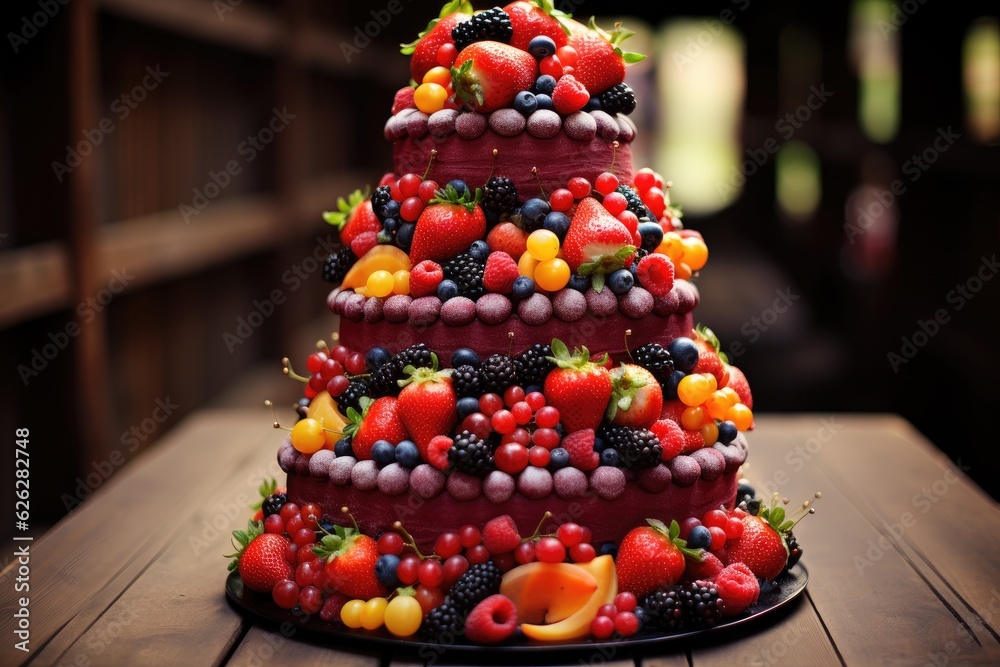 Tasty cake with fruits 