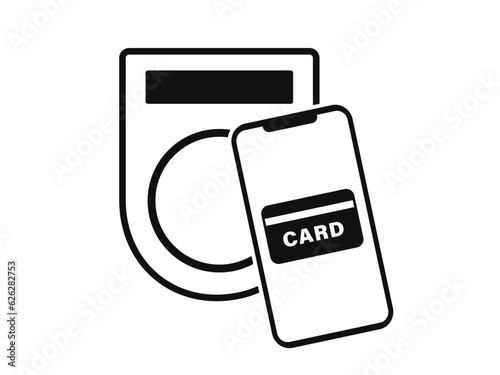 タッチ決済をするスマートフォンのイラスト