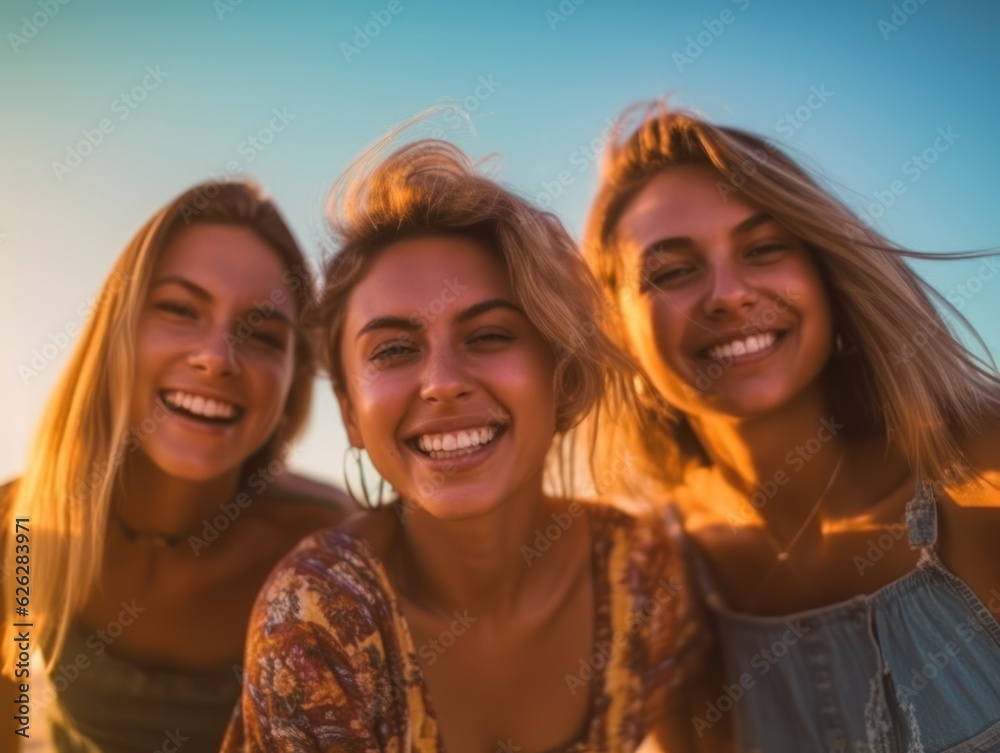 Friendship Day. Happy friends is smilling. Generative AI Friendship Day. Happy friends is smilling. Generative AI