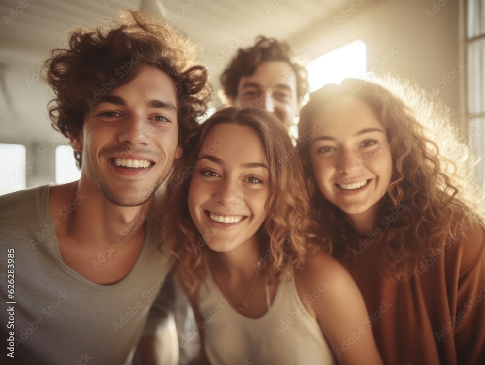 Fototapeta premium Friendship Day. Happy friends is smilling. Generative AI