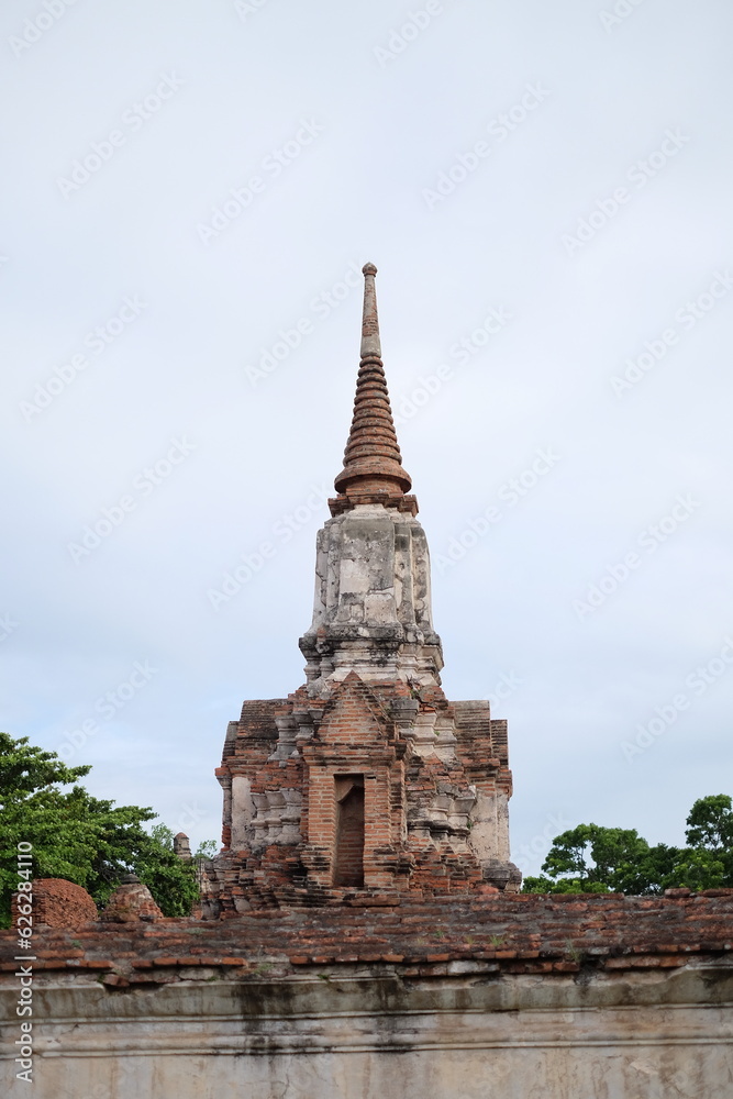 Fototapeta premium Vintage J.D. brick at an ancient temple in Ayutthaya province, Thailand.