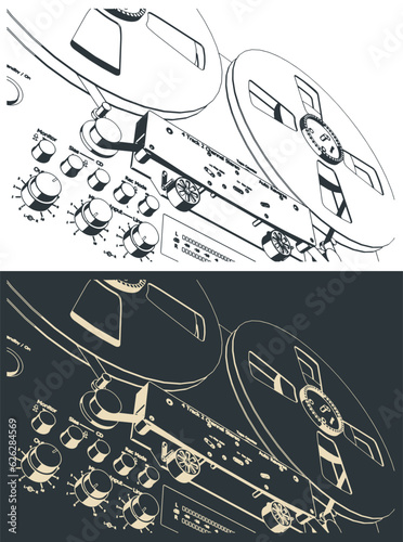 Reel to reel tape recorder close-up