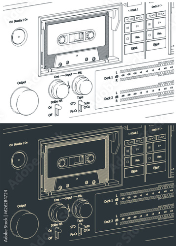 Tape recorder close-up illustrations
