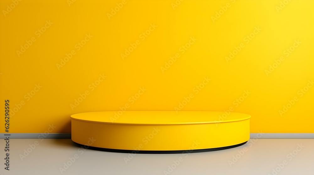 Minimal Studio Background in yellow Colors. Modern Podium for Product Presentation
