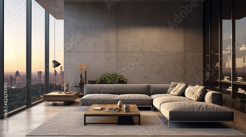 modern interior with sofa panorama 3d rendering