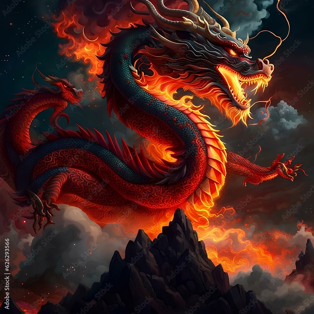 Chinese dragons in the sky