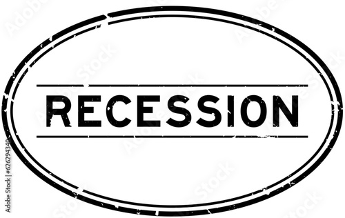 Grunge black recession word oval rubber seal stamp on white background