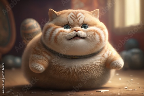 3d animated chubby cartoon cat a joyful and furry pet generative ai