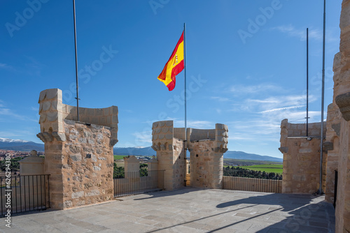 Terrace of Tower of John II of Castile (Juan II) at Alcazar of Segovia with Flag of Spain - Segovia, Spain photo