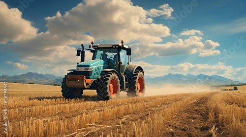 Agricultural scene with heavy equipment  clear sky