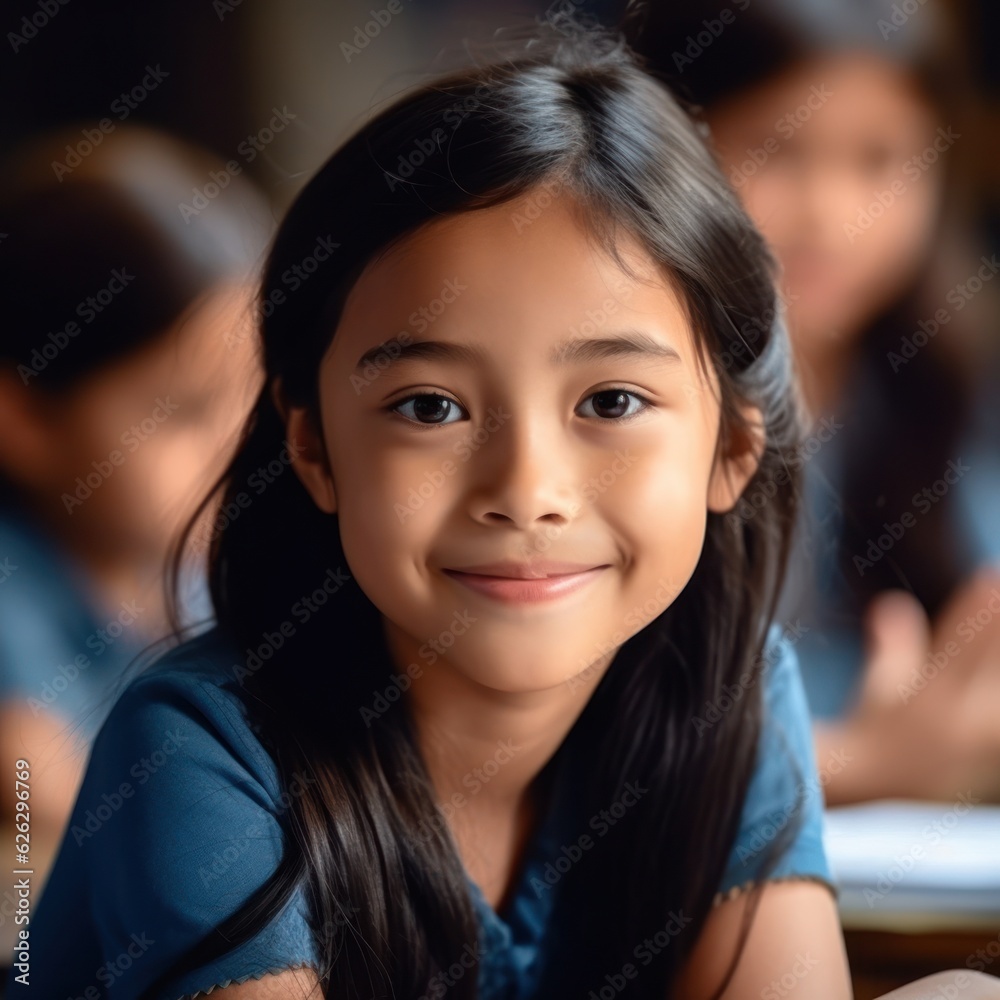 Asian Girls' Education. Happy beautiful Asian Girl is smilling. Generative AI Asian Girls' Education. Happy beautiful Asian Girl is smilling. Generative AI