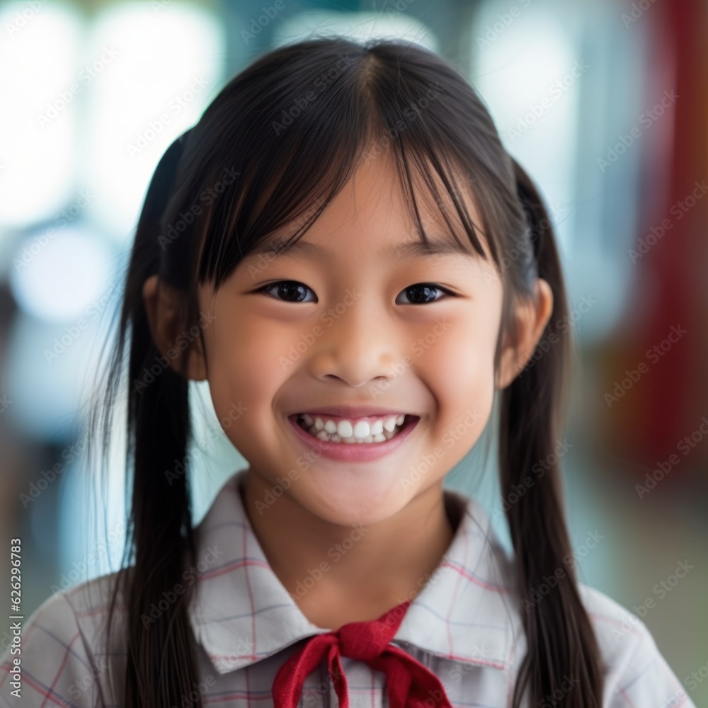 Asian Girls' Education. Happy beautiful Asian Girl is smilling. Generative AI Asian Girls' Education. Happy beautiful Asian Girl is smilling. Generative AI