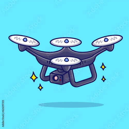 Flying Drone Camera Cartoon Vector Icon Illustration. Object 
Technology Icon Concept Isolated Premium Vector. Flat 
Cartoon Style