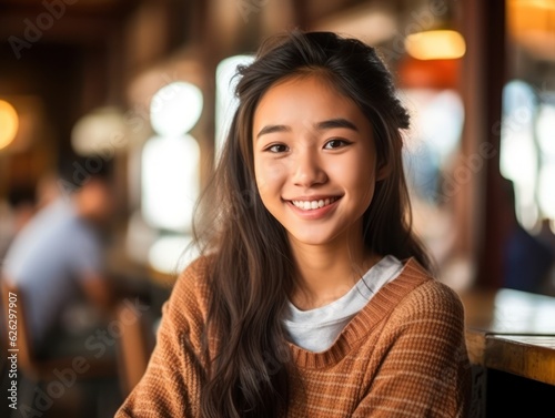 Asian Girls' Education. Happy beautiful Asian Girl is smilling. 