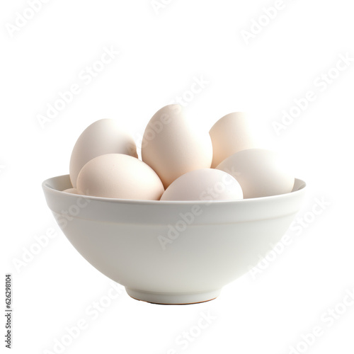 bowl of white eggs isolated on transparent background -PNG 