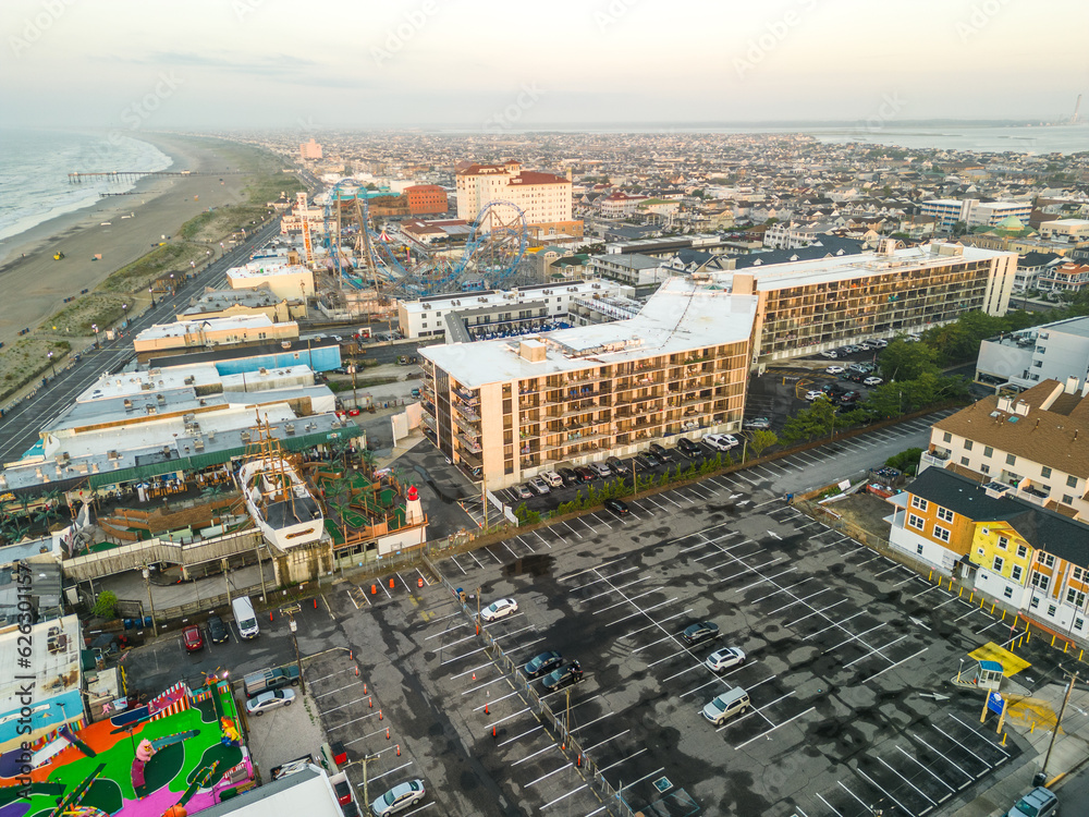 Obraz premium Aerial Drone of Ocean City New Jersey Summer 2023