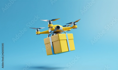 delivery air helicopter fly fast technology drone cargo aircraft blue. Generative AI.