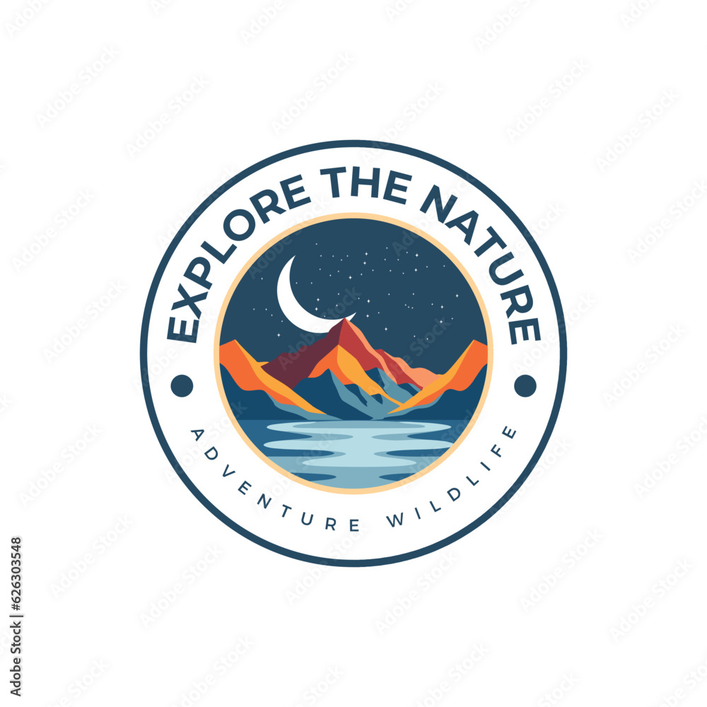 vector mountain river and outdoor adventure logos.