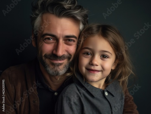 Happy father's day. Father and daughter smiling happily. Generative AI