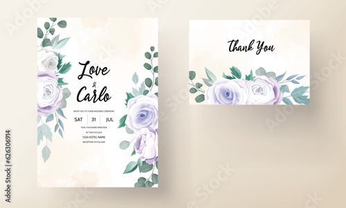 beautiful roses flower watercolor wedding invitation 