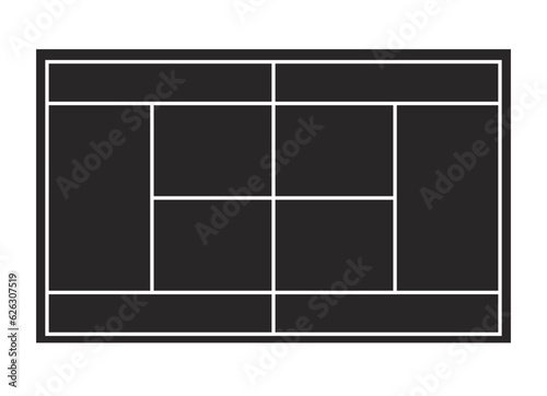 Top view of tennis court. Diagram of tennis court. Outline illustration. Tennis field scheme symbol.