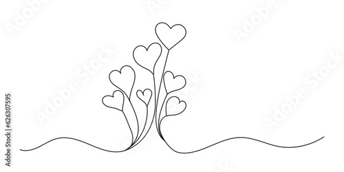 Line hearts illustration. Valentines day decoration on transparent background. Banner for valentines day. Vector EPS 10