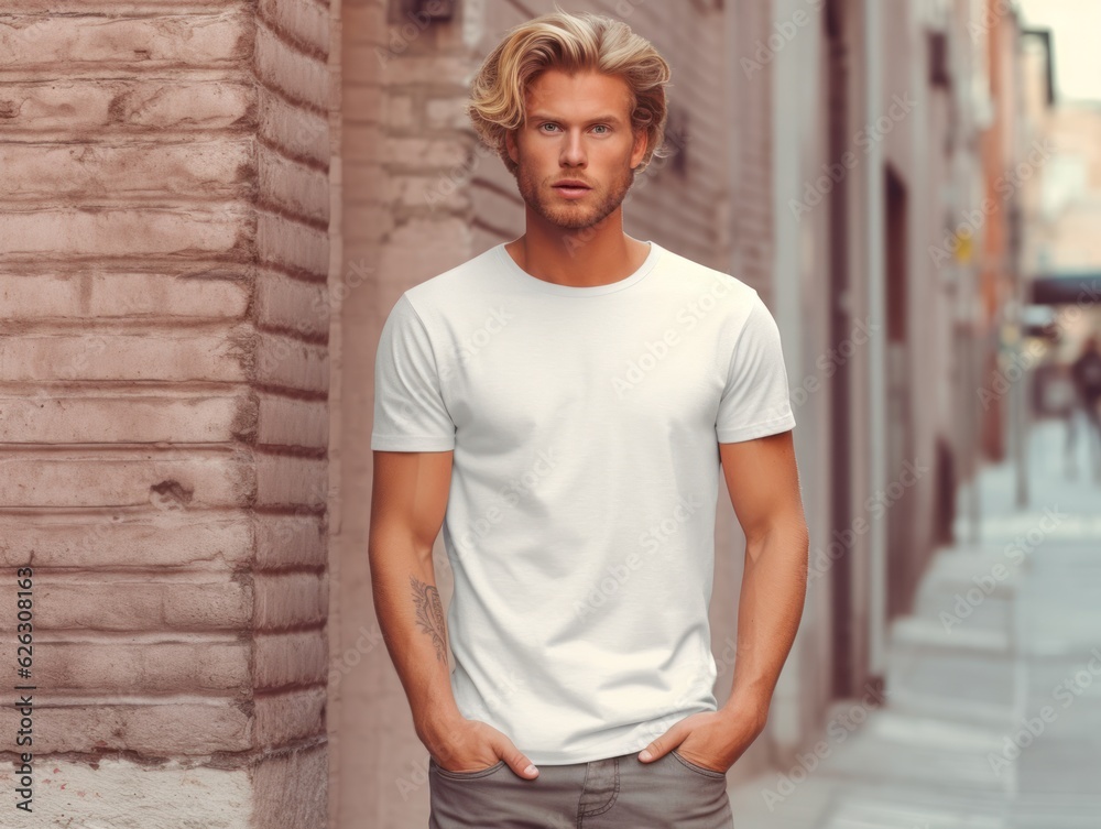 Realistic t - shirt mockup featuring a model wearing it, showcasing how ...