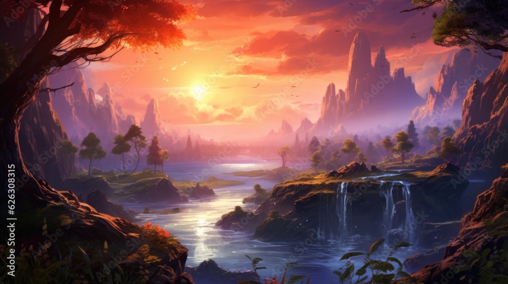 Fototapeta premium Fantasy Landscape Game Art