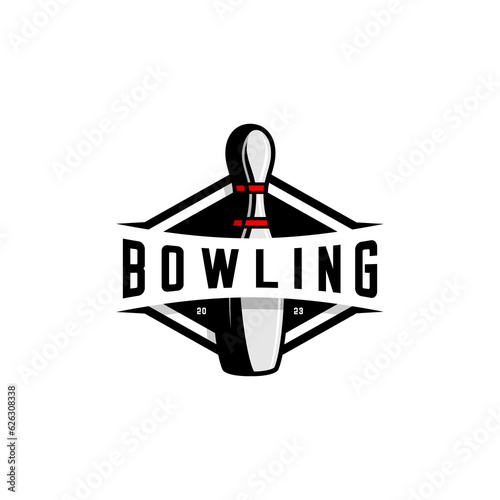 bowling sports logo vector on white background	