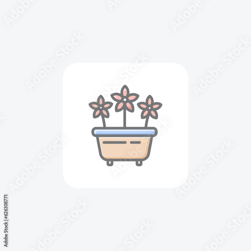 Charming Flower Pot Vector Awesome Fill Icon