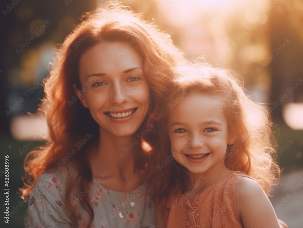 Fototapeta premium Happy Mother's Day. Mather and daughter smiling happily. 