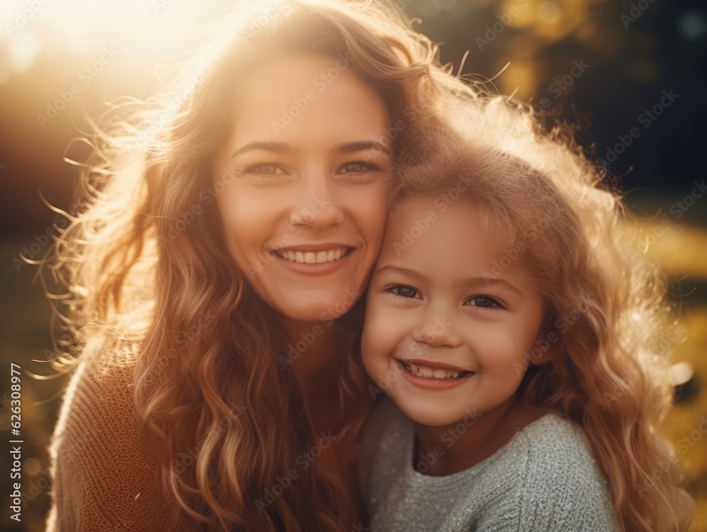 Fototapeta premium Happy Mother's Day. Mather and daughter smiling happily. 