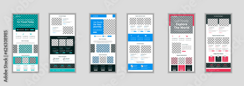 A email marketing newsletter template for Travel and Tourism agency business. or travel landing page for minimal e commerce UI web template exclusively built to marketing and promotion your business.