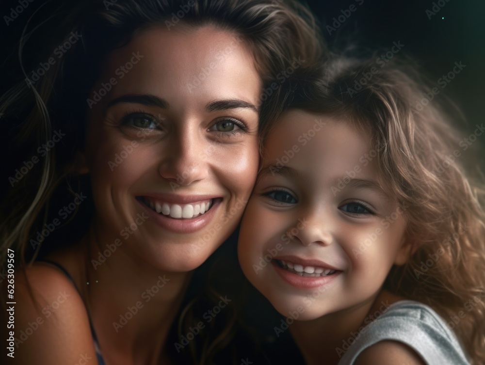 Fototapeta premium Happy Mother's Day. Mather and daughter smiling happily. 