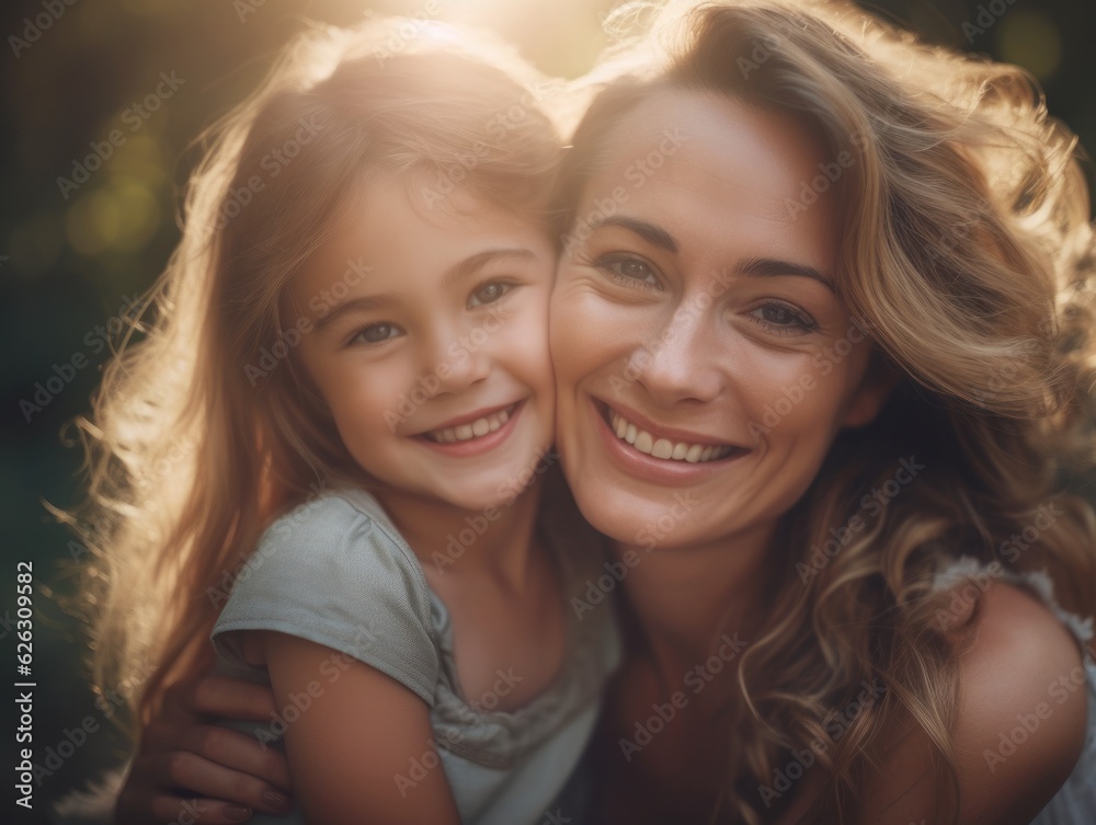 Happy Mother's Day. Mather and daughter smiling happily. Happy Mother's Day. Mather and daughter smiling happily.