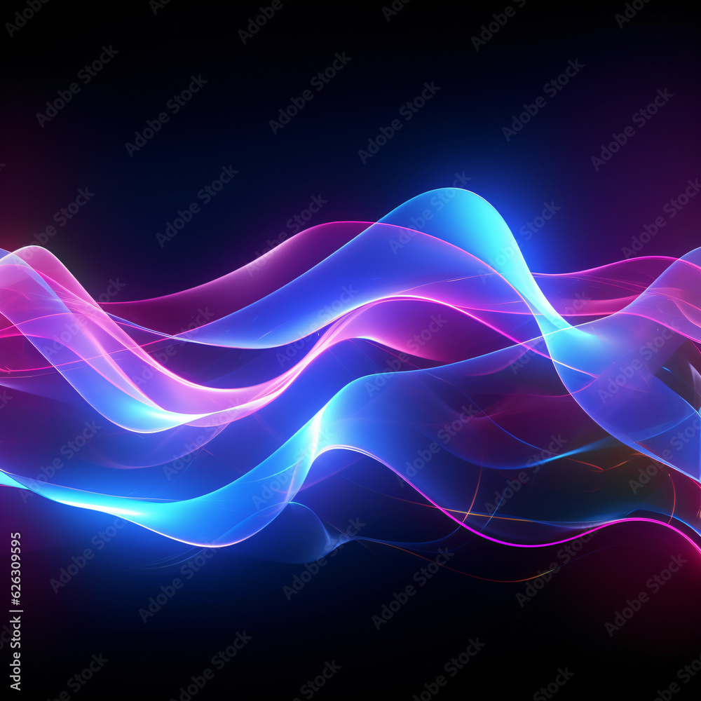 Dark abstract background with a neon glowing abstract waves, abstract background for wallpaper created with AI Dark abstract background with a neon glowing abstract waves, abstract background for wallpaper created with AI