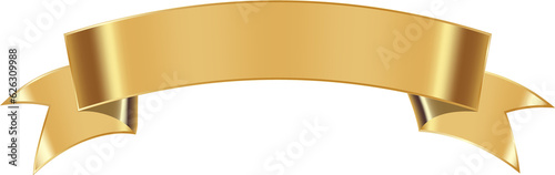 Golden Ribbon. Luxury Gold Label. Glossy Metal Badge. Golden Element.