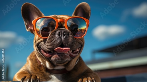 Dog with glasses generated by AI photo