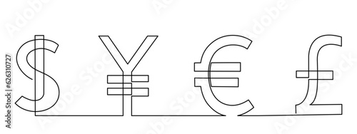Currency exchange,one line art,money continuous contour drawing,hand-drawn international financial valuta business sign,trendy template for web design,social media.Editable stroke.Vector