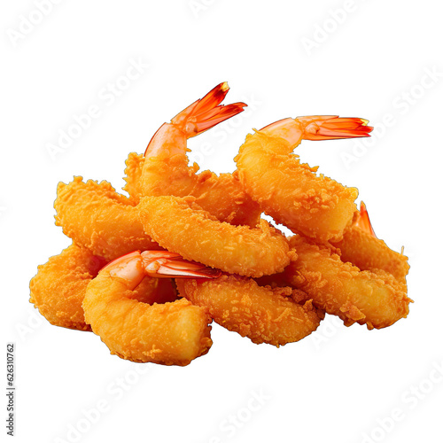 Fotomurale A delicious pile of fried shrimp on a clean white background