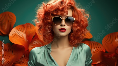 Beautiful woman with red hair generated by AI